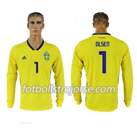 Sverige Matchtröjor Olsen 1 Hemma Fotbollströja VM 2018 Långärmad